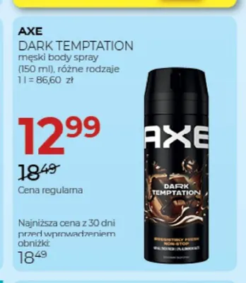 Dezodorant męski body spray Axe Dark Temptation promocja w Drogerie Jawa