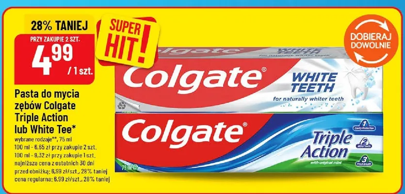 Pasta do mycia zębów Triple Action lub White Tee promocja w POLOmarket