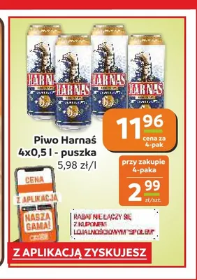 Piwo Harnaś 4-pak 500 ml promocja w Społem Częstochowa
