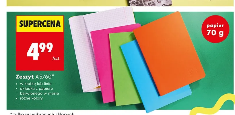 Zeszyt A5/60 w linie Herlitz okładka barwiona w masie promocja w Biedronka