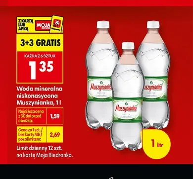 Woda mineralna niskonasycona Muszynianka promocja w Biedronka
