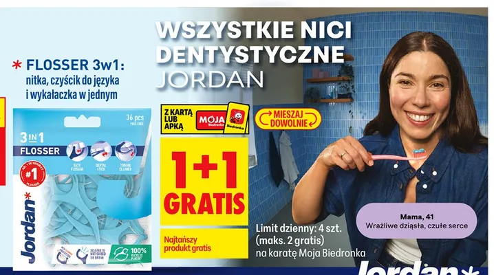 Nici dentystyczne Jordan Flosser 3w1 promocja w Biedronka
