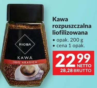 Kawa rozpuszczalna liofilizowana Rioba promocja w Makro