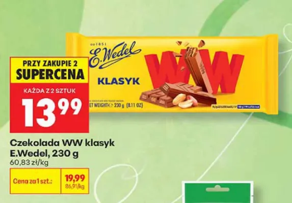 Czekolada WW klasyk E.Wedel promocja w Biedronka