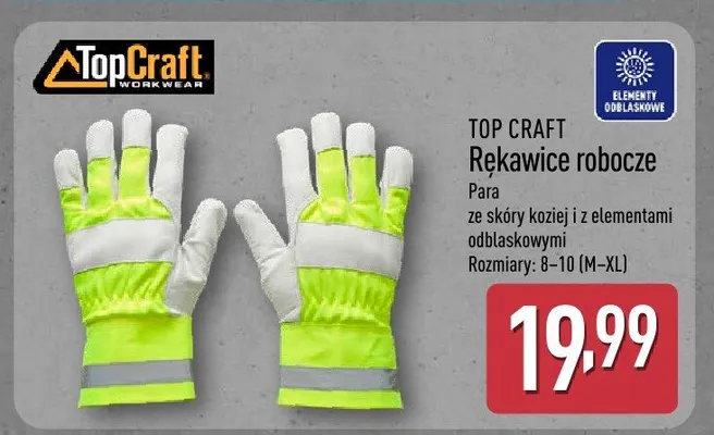 Rękawice robocze Top Craft promocja w Aldi