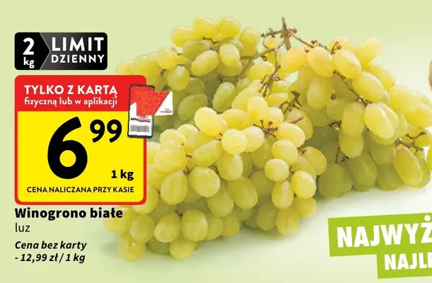 Winogrona białe promocja w Intermarche