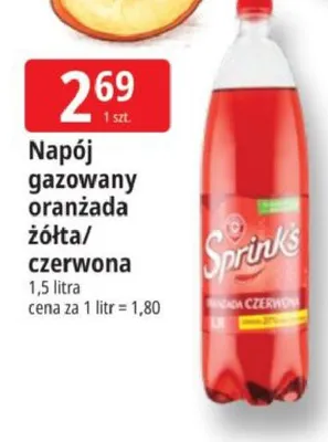 Napój gazowany oranżada żółta/czerwona Sprinks promocja w Leclerc