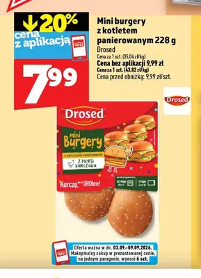Mini burgery z kotletem panierowanym Drosed promocja w TOPAZ