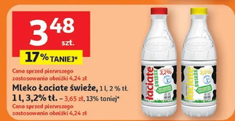 Mleko świeże 3,2% tł. Łaciate promocja w Auchan