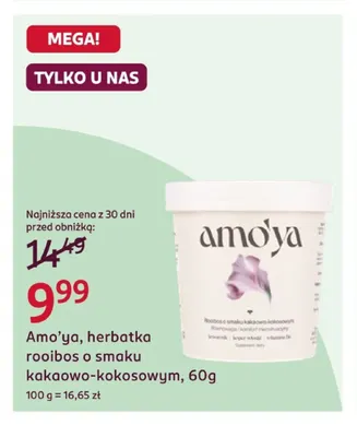 Herbatka rooibos o smaku kakaowo-kokosowym Amo'ya promocja w Rossmann