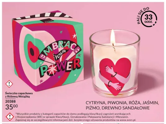 Świeczka zapachowa z Różową Wstążką Avon promocja w AVON