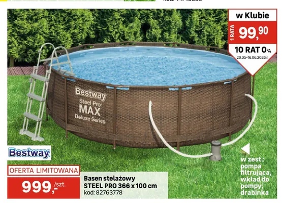 Basen stelażowy Bestway STEEL PRO 366x100cm promocja w Leroy Merlin