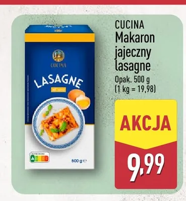 Makaron jajeczny Lasagne Cucina promocja w Aldi
