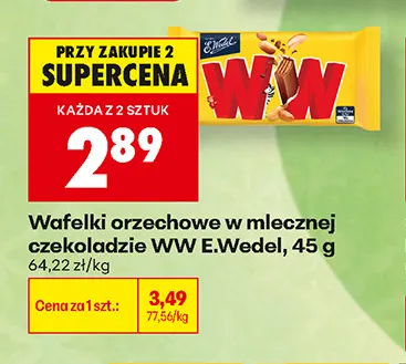 Wafelki orzechowe w mlecznej czekoladzie WW E.Wedel promocja w Biedronka