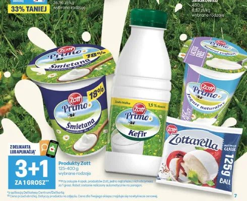 Śmietana Zott Primo 18% promocja w Delikatesy Centrum