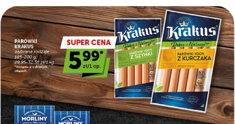 Parówki 100% z szynki Krakus promocja w ABC