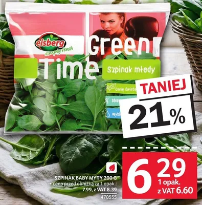 Szpinak baby Eisberg Green Time 200 g promocja w Selgros