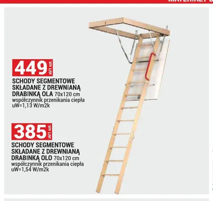 Schody segmentowe składane z drewnianą drabinką Ola 70x120 cm promocja w Merkury Market