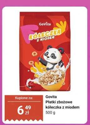 Płatki zbożowe kółeczka z miodem Govita promocja w Dino
