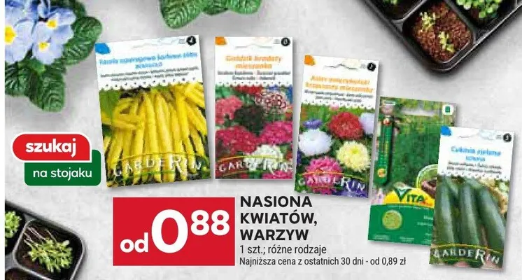 Nasiona kwiatów, warzyw promocja w Stokrotka