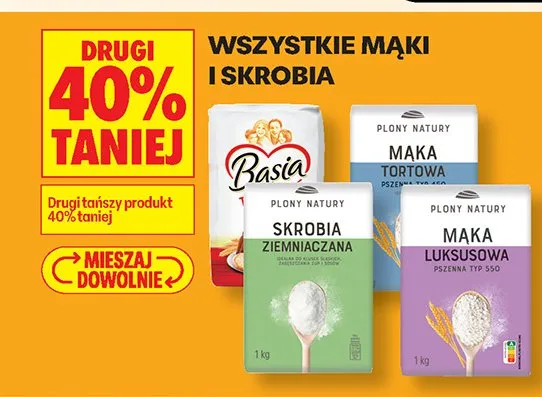 Wszystkie mąki i skrobia DRUGA -40% promocja w Biedronka