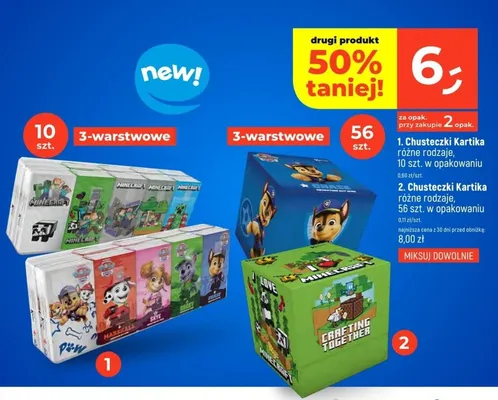 Chusteczki 3-warstwowe Kartika Minecraft 56-pak promocja w Dealz