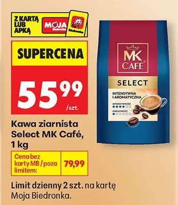 Kawa ziarnista Select MK Café promocja w Biedronka