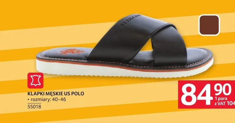 Klapki męskie US Polo promocja w Selgros