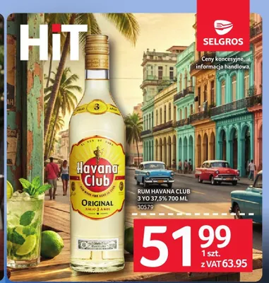 Rum Havana Club 3 YO 37,5% promocja w Selgros