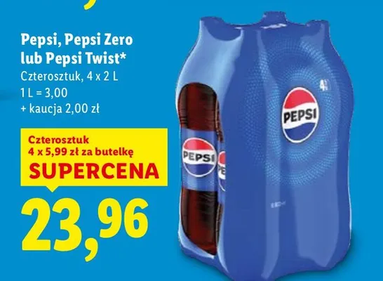 Napój gazowany Pepsi Zero 4 x 2 l promocja w Lidl
