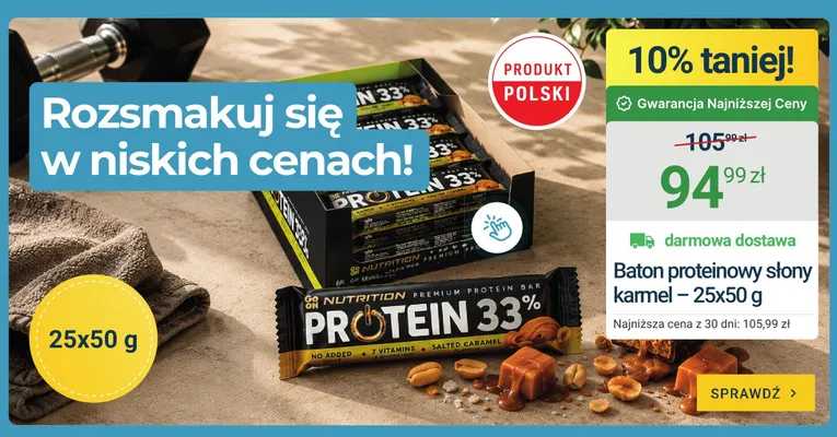Baton proteinowy słony karmel Go On Nutrition 25-pak 50 g promocja w ERLI