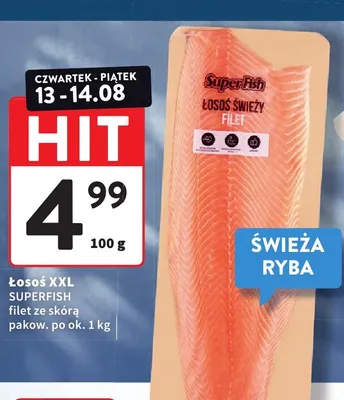 Łosoś świeży filet ze skórą XXL SuperFish promocja w Intermarche