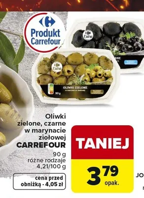 Oliwki zielone, czarne w marynacie złotowaja promocja w Carrefour Market
