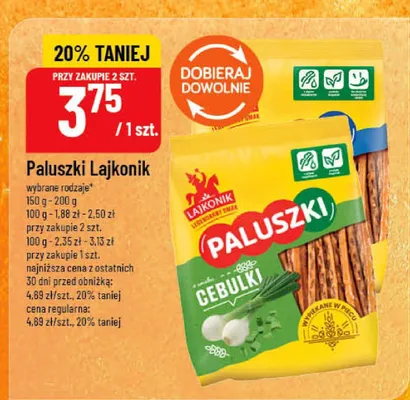 Paluszki Lajkonik cebulki/sól promocja w POLOmarket