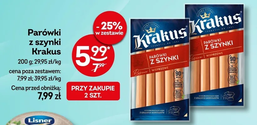 Parówki z szynki wieprzowe promocja w Żabka