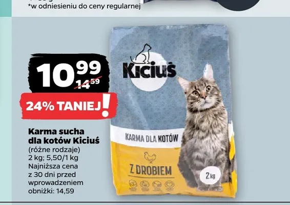 Karma sucha dla kotów Kiciuś promocja w Netto