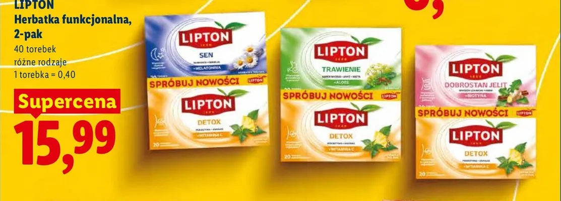 Herbatka funkcjonalna 2-pak Lipton promocja w Lidl