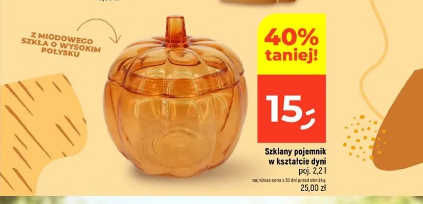 Szklany pojemnik w kształcie dyni 2,2 l promocja w Dealz