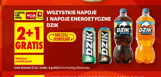Napój Dzik Zero promocja w Biedronka