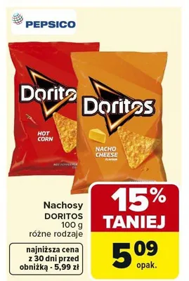 Nachosy DORITOS 100 g różne rodzaje promocja w Carrefour Market