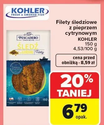 Filety śledziowe z pieprzem cytrynowym Kohler Pescadero promocja w Carrefour
