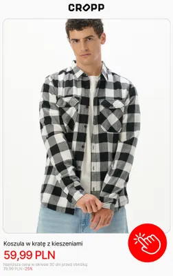 Koszula w kratę z kieszeniami Cropp promocja w Cropp