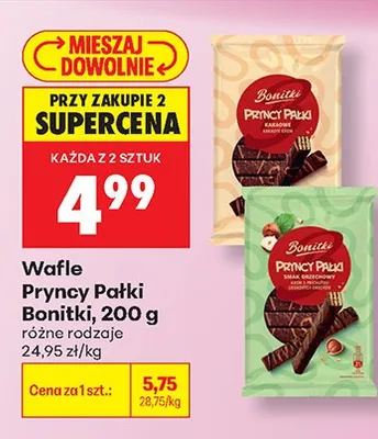 Wafle Bonitki Pryncy Pałki kakaowe promocja w Biedronka