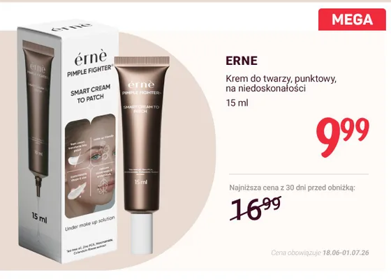 Krem do twarzy Erne punktowy na niedoskonałości promocja w Rossmann