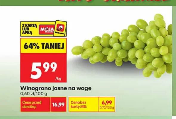 Winogrono jasne na wagę promocja w Biedronka