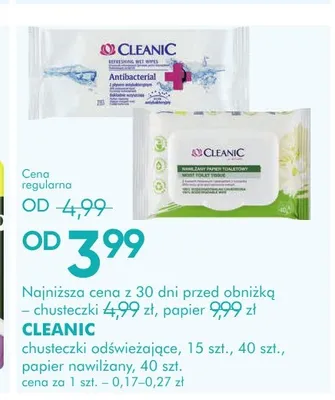 Papier nawilżany Cleanic promocja w Super-Pharm
