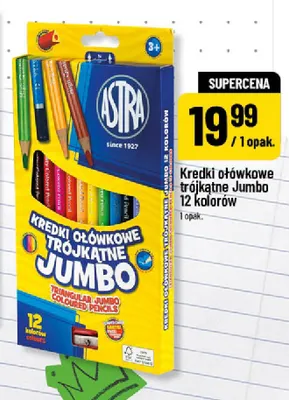 Kredki ołówkowe trójkątne Jumbo 12 kolorów Astra promocja w POLOmarket