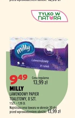 Lawendowy papier toaletowy Milly 8-pak promocja w Drogerie Natura