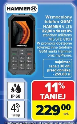 Wzmocniony telefon GSM HAMMER 6 LTE promocja w Carrefour
