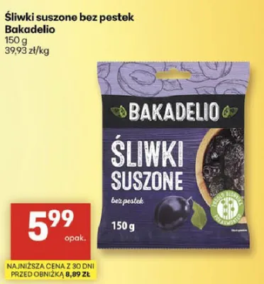 Śliwki suszone bez pestek Bakadelio promocja w Delikatesy Centrum